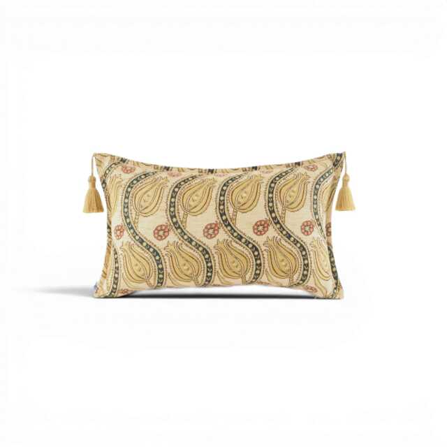 Turkish Pillow Cover 12x20 - Beige Tulip Pattern Decorative Boho Cushion Sofa Accent Case Throw Pillows Lumbar - image 1