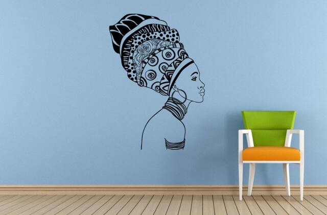 Woman Afro Girl African Tribe Ancient Tribal Pattern Jewelry Wall Room Vinyl Mural Art Decor Decal Sticker L1674 - image 1