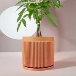 Large Indoor Outdoor 3D Printed Planter, Plant Pot With Drainage, Terracotta, Green, Yellow, Sizes 4 5 6 7 8 9 10 11 Inch, Cadence - thumbnail 3