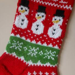 Personalized Christmas Stocking Hand Knitted With Snowman Gift Decoration - thumbnail 3