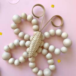 Mini Wooden Beaded Wall Butterfly - Rattan Nursery Decor Girls Boho Room Baby Shower Gift - thumbnail 2