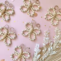 Mini Wooden Beaded Wall Butterfly - Rattan Nursery Decor Girls Boho Room Baby Shower Gift - thumbnail 3