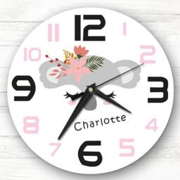 Kids Girls Room Cute Koala Face Custom Gift Personalised Clock - thumbnail 1