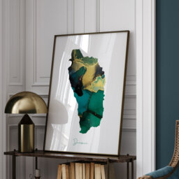 Dominica Map Emerald Green & Gold Wall Art Print - thumbnail 1