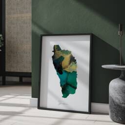 Dominica Map Emerald Green & Gold Wall Art Print - thumbnail 3