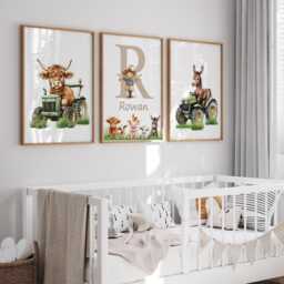 Personalized Farm Animal Nursery Art, Set Of 3