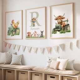 Personalized Farm Animal Nursery Art, Set Of 3 - thumbnail 4