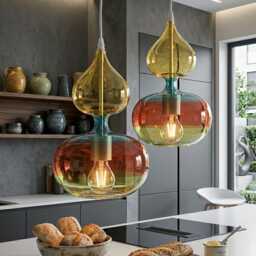 Pendant Lights Modern Fall Decor, Blown Glass Pendant, Light For Kitchen Island, Modern Hanging Lights, Glass Ceiling - thumbnail 3