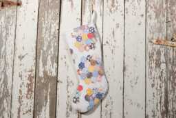 Vintage Hand-Stitched Quilt Christmas Stocking Grandma's Garden Decor - thumbnail 1