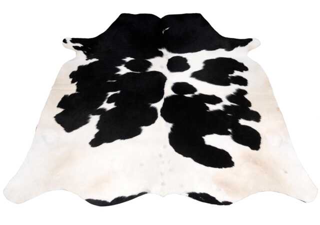 Black & White Cowhide Rug - Genuine Natural Hide, Chic Decor - 54x50 Inches - image 1