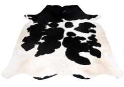 Black & White Cowhide Rug - Genuine Natural Hide, Chic Decor - 54x50 Inches - thumbnail 1