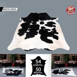 Black & White Cowhide Rug - Genuine Natural Hide, Chic Decor - 54x50 Inches - thumbnail 2