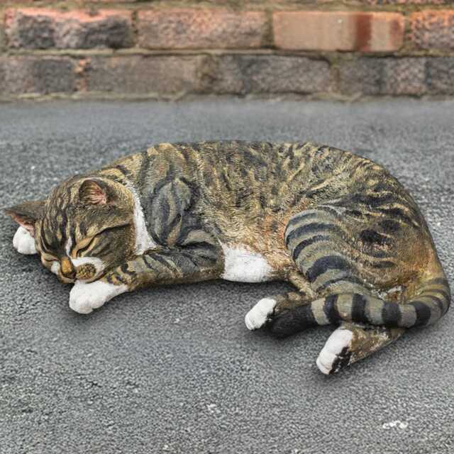 Stone Sleeping Cat Statue Relaxed Sculpture Cute Kitty Figurine Concrete Pet Memorial Outdoor Garden Decor Lover Ornament Gift - image 1