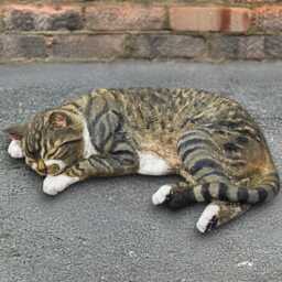 Stone Sleeping Cat Statue Relaxed Sculpture Cute Kitty Figurine Concrete Pet Memorial Outdoor Garden Decor Lover Ornament Gift - thumbnail 1