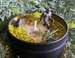 Sasquatch Bigfoot Candle Enchanted Forest Scented Soy Candle. Cryptid Gifts - thumbnail 1
