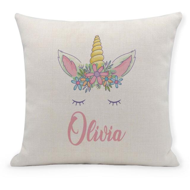 Personalised Unicorn Face Cushion Cover Kids Bedroom Decor - image 1