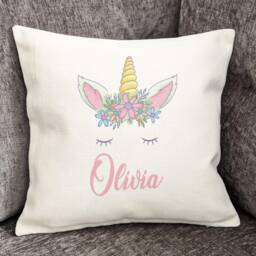 Personalised Unicorn Face Cushion Cover Kids Bedroom Decor - thumbnail 2