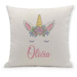 Personalised Unicorn Face Cushion Cover Kids Bedroom Decor - thumbnail 1