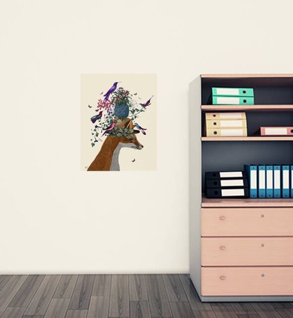 Fox Birdkeeper With Pineapple Wall Sticker Decal - Kids Stickers, Animals Childrens Decals, Art, Room