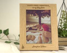 First Christmas As My Sister - Photo Frame Big Brother Older Sibling Engraved Custom For 7x5 Or 6x4 Picture - thumbnail 1