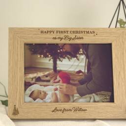 First Christmas As My Sister - Photo Frame Big Brother Older Sibling Engraved Custom For 7x5 Or 6x4 Picture - thumbnail 3