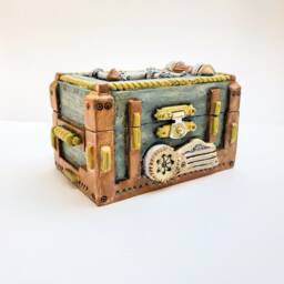 Handmade Steampunk Polymer Clay Box Jewelry Trinket Storage - thumbnail 1
