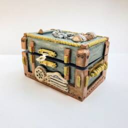 Handmade Steampunk Polymer Clay Box Jewelry Trinket Storage - thumbnail 3