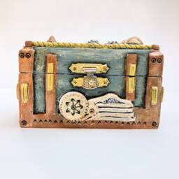 Handmade Steampunk Polymer Clay Box Jewelry Trinket Storage - thumbnail 2