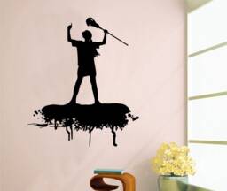 Custom Lacrosse Player Wall Decal Personalized Name, Sticks Sticker 1028 - thumbnail 1