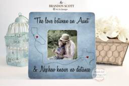 Mothers Day Gift Aunt Nephew Auntie Gift Personalized Picture Frame Custom States Map From Niece Love Between And