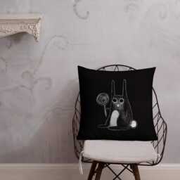 Throw Pillow Weird Rabbit Folk Art Print Home Decor Housewarming Birthday Gifts Funny Creepy Cute Bunny Lollipop Candy Quirky Gift Goth Punk - thumbnail 4
