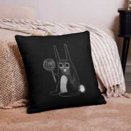 Throw Pillow Weird Rabbit Folk Art Print Home Decor Housewarming Birthday Gifts Funny Creepy Cute Bunny Lollipop Candy Quirky Gift Goth Punk