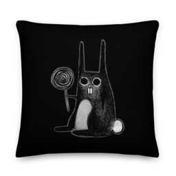 Throw Pillow Weird Rabbit Folk Art Print Home Decor Housewarming Birthday Gifts Funny Creepy Cute Bunny Lollipop Candy Quirky Gift Goth Punk - thumbnail 3