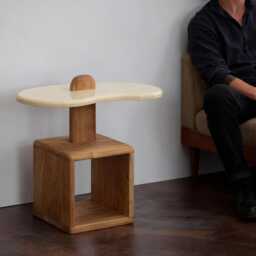 Japandi Coffee Table, Wooden Books Table With Recycled Plastic, Unique Upcycled Furniture For Living Room Decor