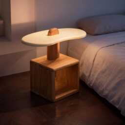 Japandi Coffee Table, Wooden Books Table With Recycled Plastic, Unique Upcycled Furniture For Living Room Decor - thumbnail 2