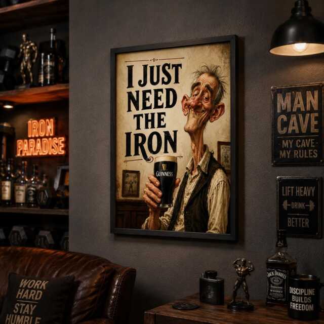 I Just Need The Iron Sign, Funny Guinness Sign, Irish Pub Wall Art, Funny Drinking Lover Gift, Man Cave Decor, Bar Sign - image 1