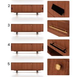 Mid-Century Sideboard, Dresser, Commode, Credenza Made Of Oak Vaneer - Teak Colour Livlo T-S04 - thumbnail 3
