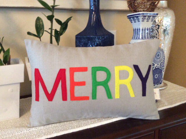 Personalized Name Pillow Felt Applique Christmas Decor - image 1