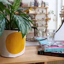 Modern Canvas Planter Cover - Mustard Yellow Fabric Plant Pot Waterproof Indoor Basket Scandinavian Home Decor Lover Gift - thumbnail 4
