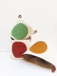 Color Block Planter - Hand Painted Canvas Basket Modern Bohemian Decor, Cotton Material, Indoor Plant Holder - thumbnail 1