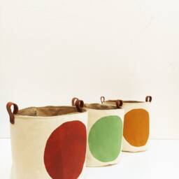 Color Block Planter - Hand Painted Canvas Basket Modern Bohemian Decor, Cotton Material, Indoor Plant Holder - thumbnail 2