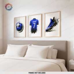 Personalised Soccer Prints - Football Boys Bedroom Wall Art - Set Of 3 - thumbnail 3