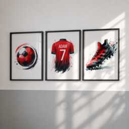 Personalised Soccer Prints - Football Boys Bedroom Wall Art - Set Of 3 - thumbnail 1