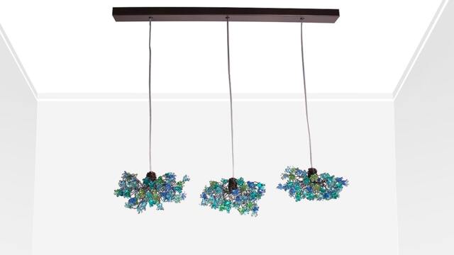 Pendant Lights, Island Kitchen Light With Sea Color. Ceiling Lighting -Blue Jumping Flowers For Dining Room - image 1
