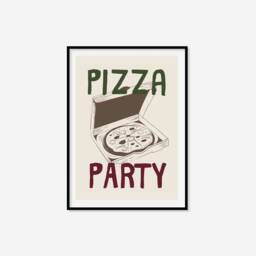 Pizza Party Print - Retro Kitchen Print, Food Art, Decor, Italy Art Fun Restaurant - thumbnail 3