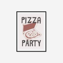 Pizza Party Print - Retro Kitchen Print, Food Art, Decor, Italy Art Fun Restaurant - thumbnail 2