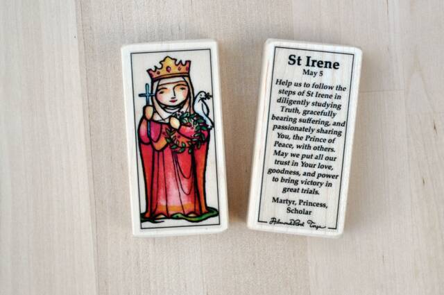 st Irene Patron Saint Block With Gift Bag // Princess, Martyr, Scholar Catholic Toys By Almondrod - image 1