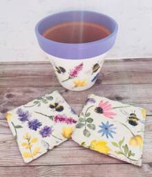 Bumblebee Flower Pot, Bee Coasters, Gift Set, Bees, Gifts, Plant Coaster Flowers, Decor, Themed Gifts