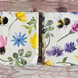 Bumblebee Flower Pot, Bee Coasters, Gift Set, Bees, Gifts, Plant Coaster Flowers, Decor, Themed Gifts - thumbnail 4