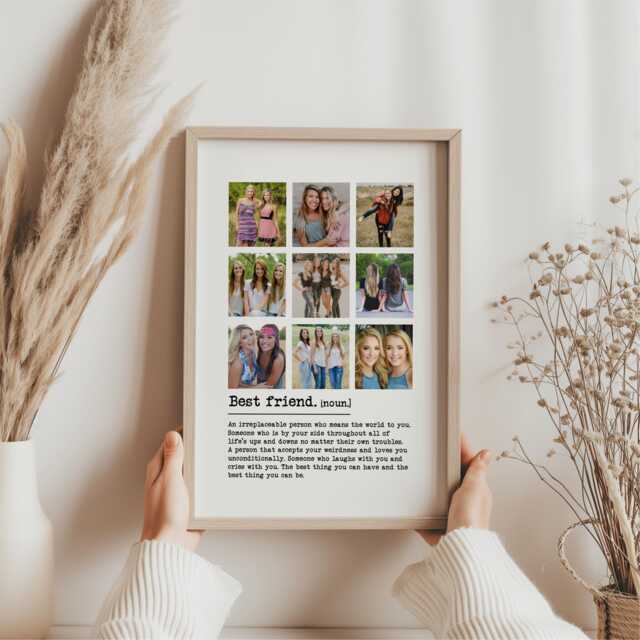 Best Friend Gift Frame, Personalised Definition Print, Gift For Her, Birthday Photo Gift, Custom Picture With - image 1